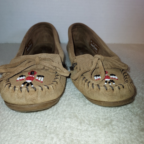 Minnetonka Light Brown moccasin slip-on shoe sz 10 - Picture 3 of 8